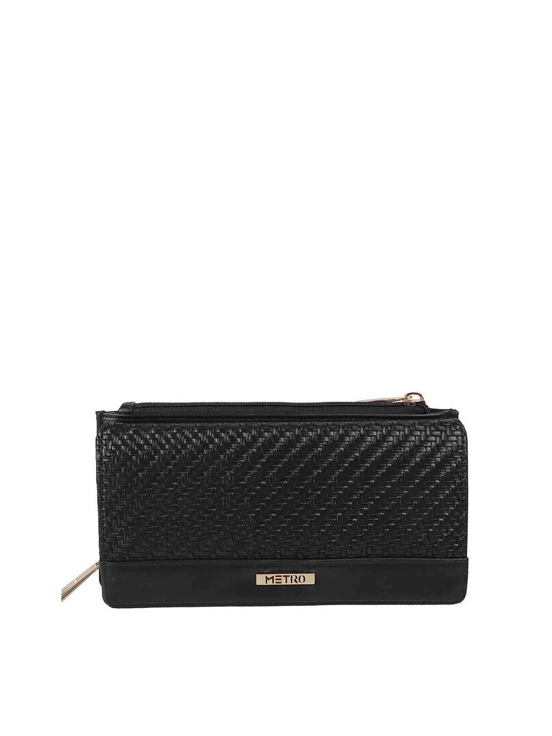 

Metro Women Geometric Two Fold Wallet, Black