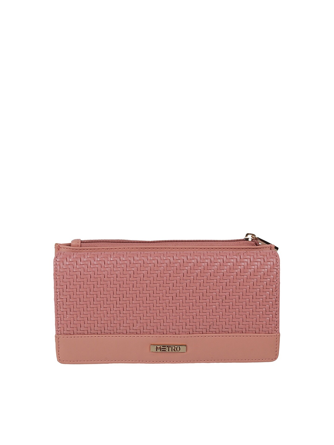 

Metro Women Textured Envelope Wallet, Peach