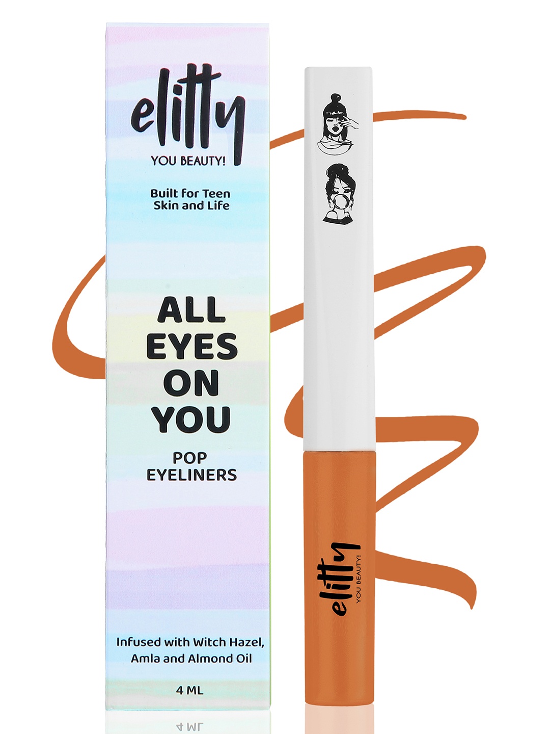 

Elitty Devils Liquid Long Lasting Smudge Proof Matte Pop Eyeliner- 4ml, Orange