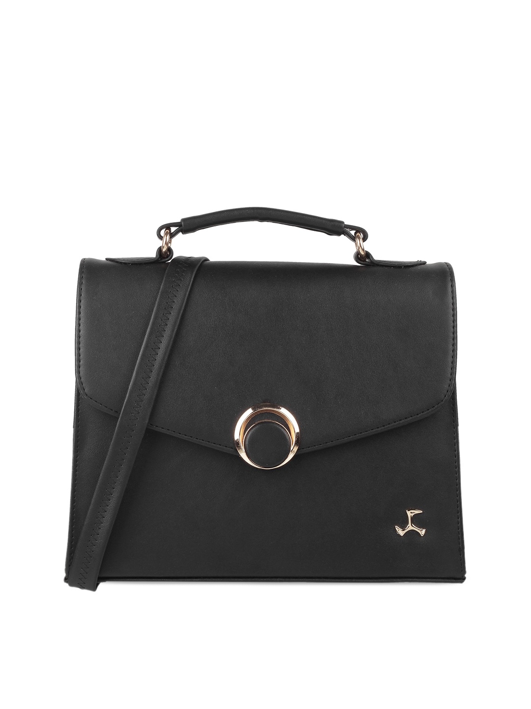 

Mochi Buckle Detail Structured Satchel, Black