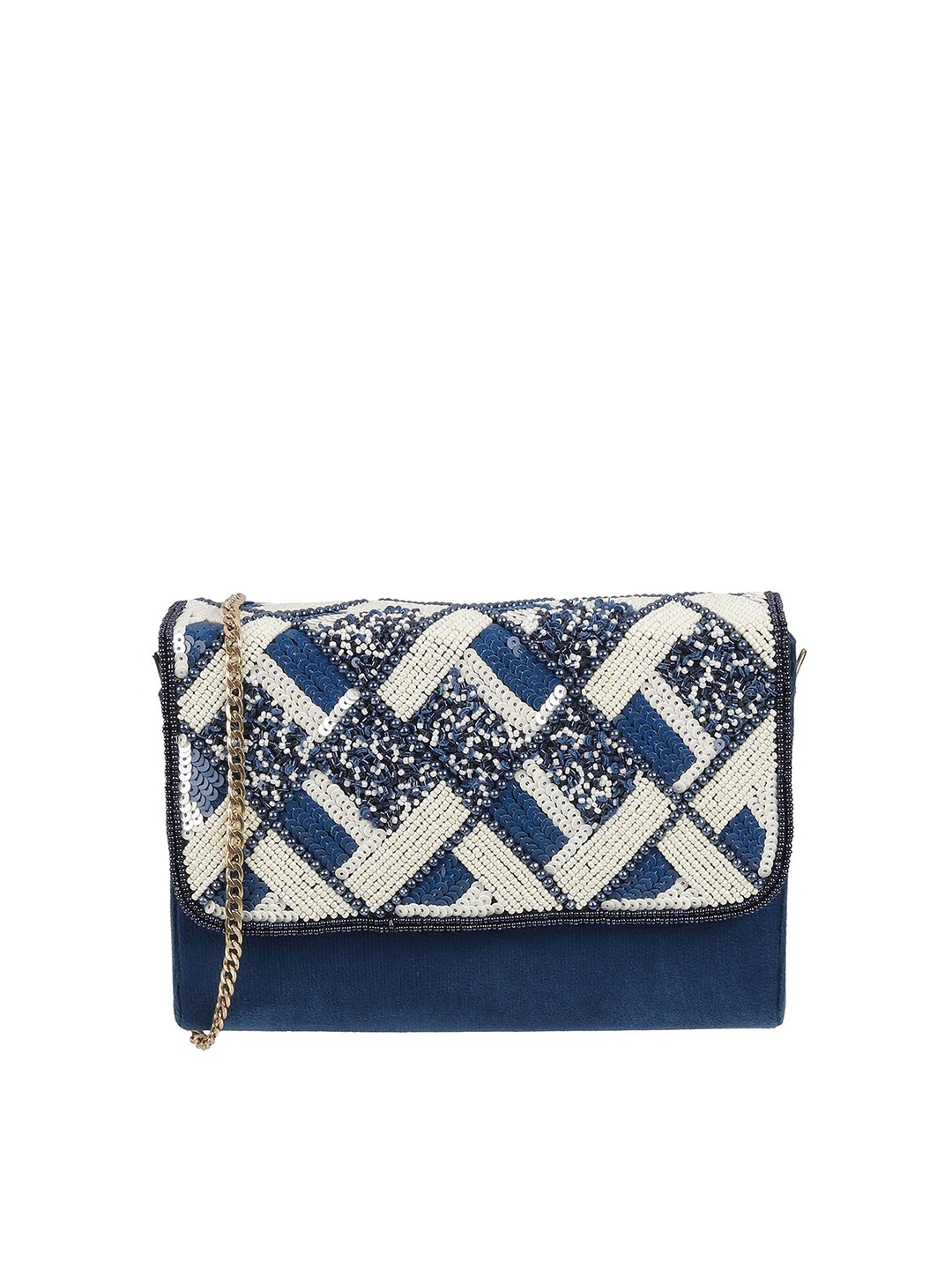 

Mochi Women Embellished Box Clutch, Navy blue