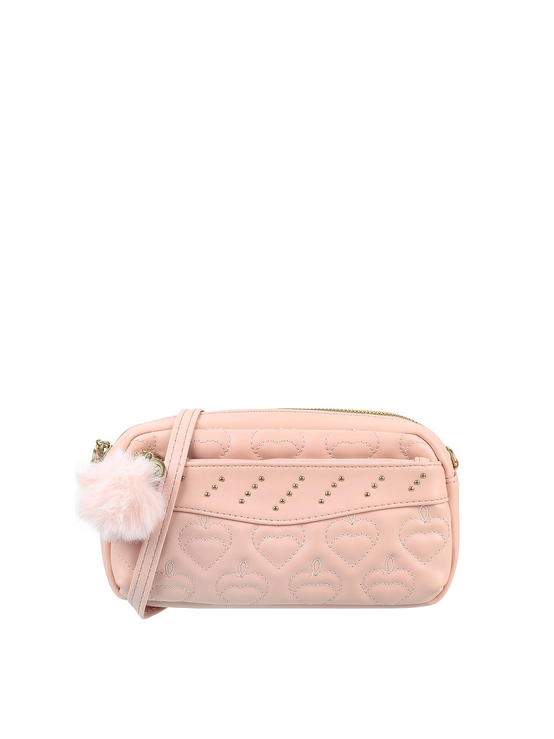 

WALKWAY by Metro Woman Embellished Structured Sling Bag With Quilted, Pink