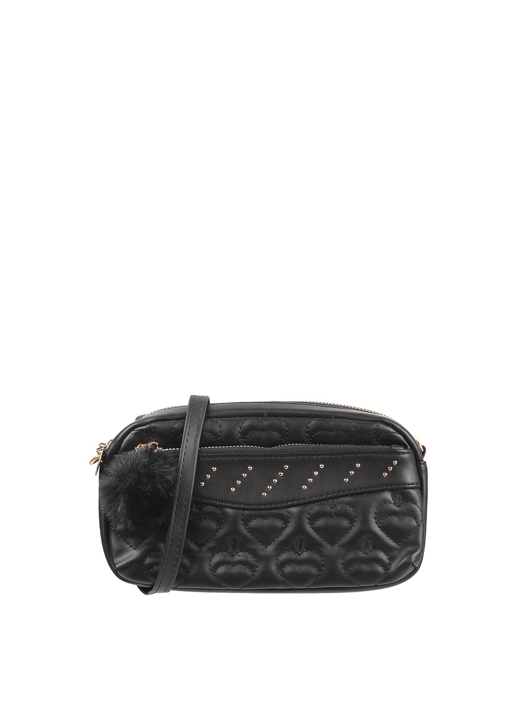 

WALKWAY by Metro Woman Embellished Structured Sling Bag With Quilted, Black