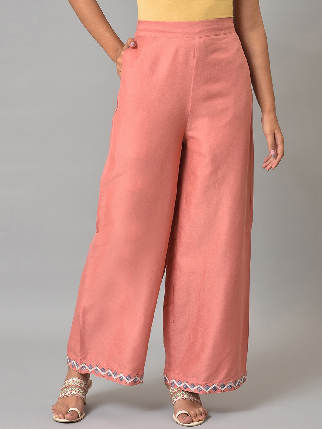 

W Women Straight Fit Palazzos, Orange