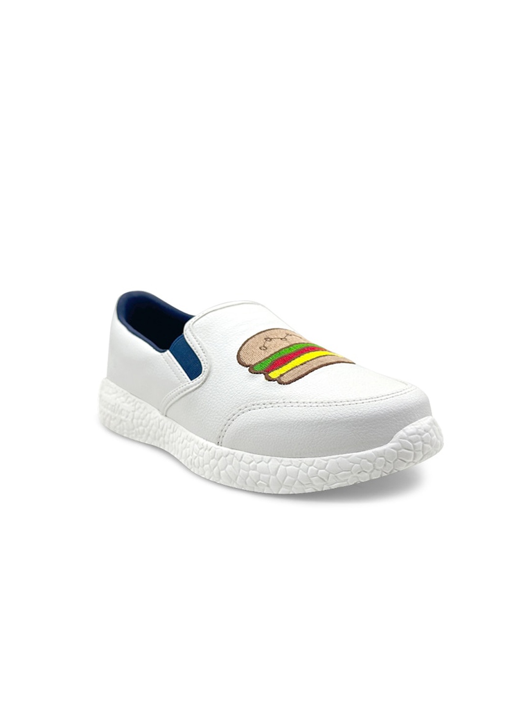 

KazarMax Kids Textured Embroidered Slip-On Sneakers, White