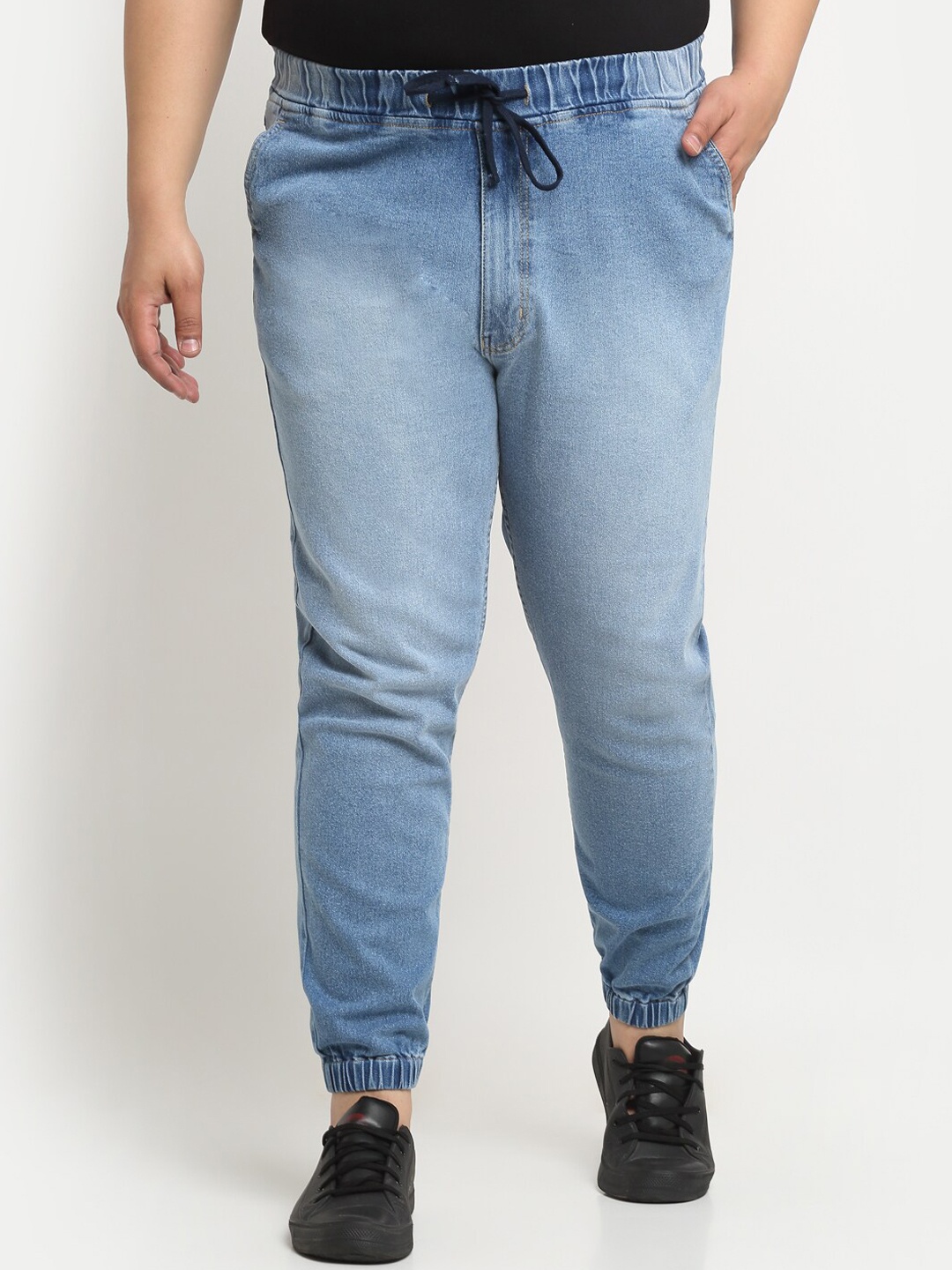 

plusS Men Comfort Light Fade Stretchable Cotton Jogger Jeans, Blue
