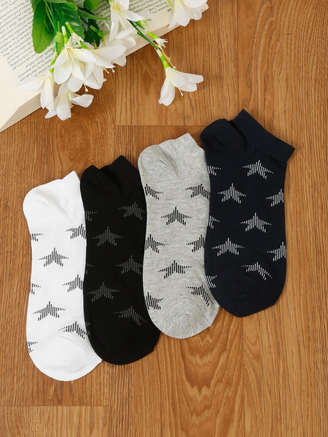 

LOUIS STITCH Men Pack Of 4 Patterned Ankle-Length Socks, White