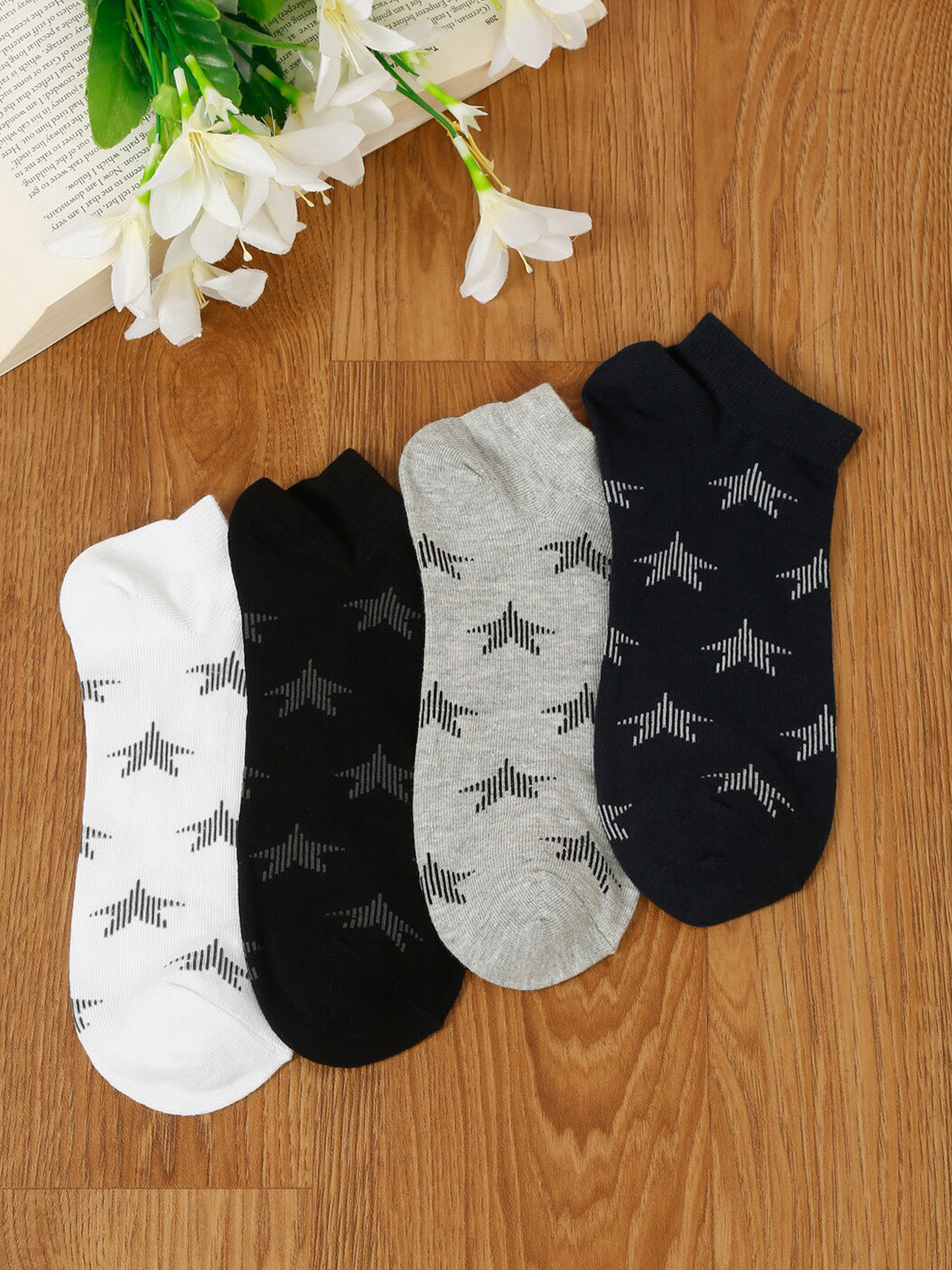 

LOUIS STITCH Men Pack Of 4 Patterned Ankle-Length Socks, White