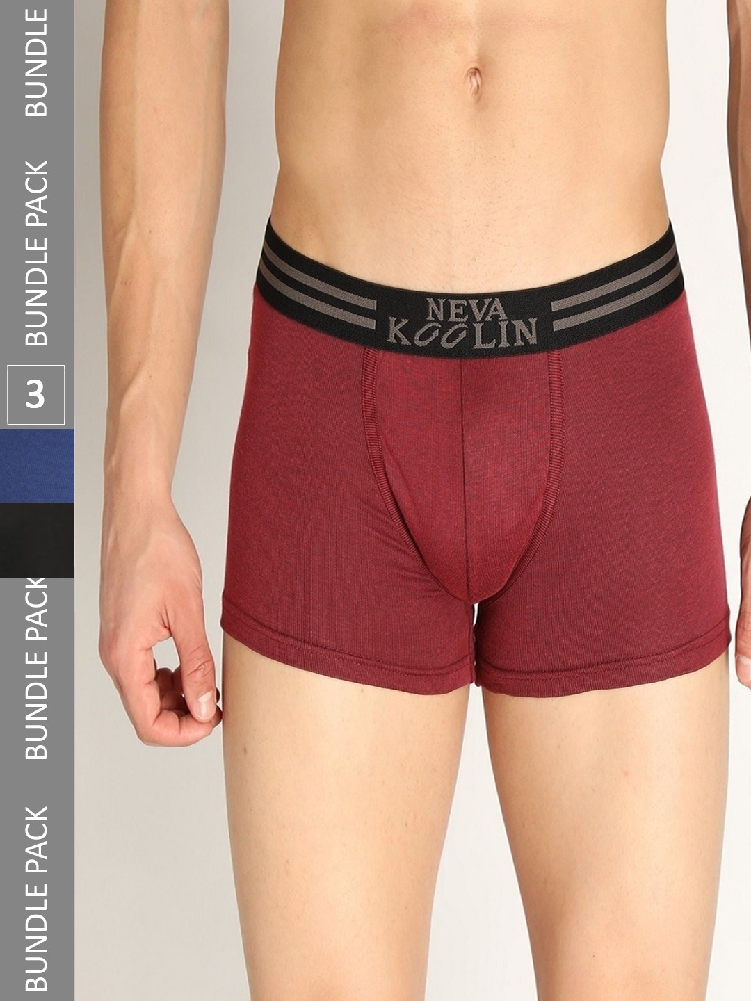 

NEVA Men Pack Of 3 Low-Rise Trunks, Blue