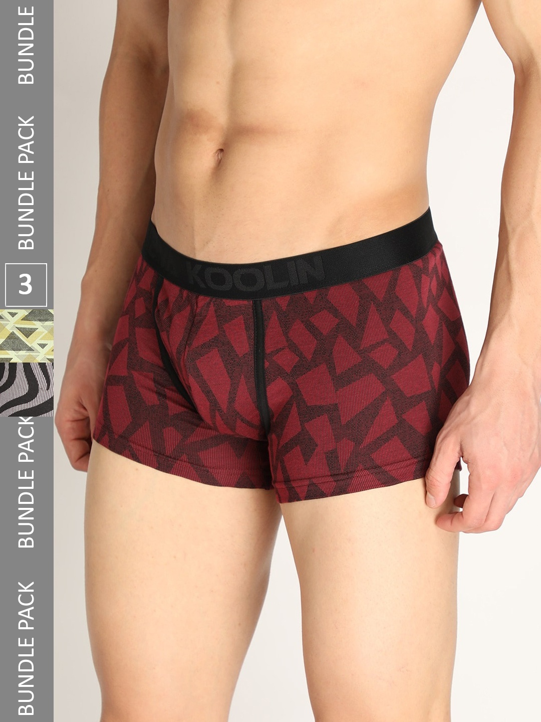 

NEVA Men Pack Of 3 Printed Anti-Microbial Trunks, Green