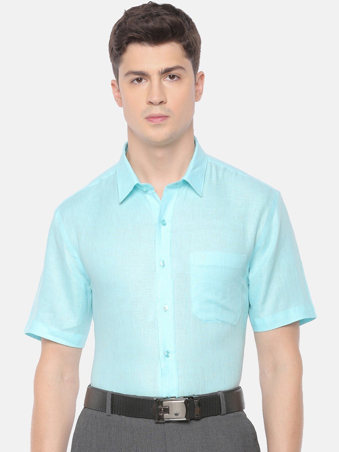 

Ramraj Original Pure Linen Formal Shirt, Blue