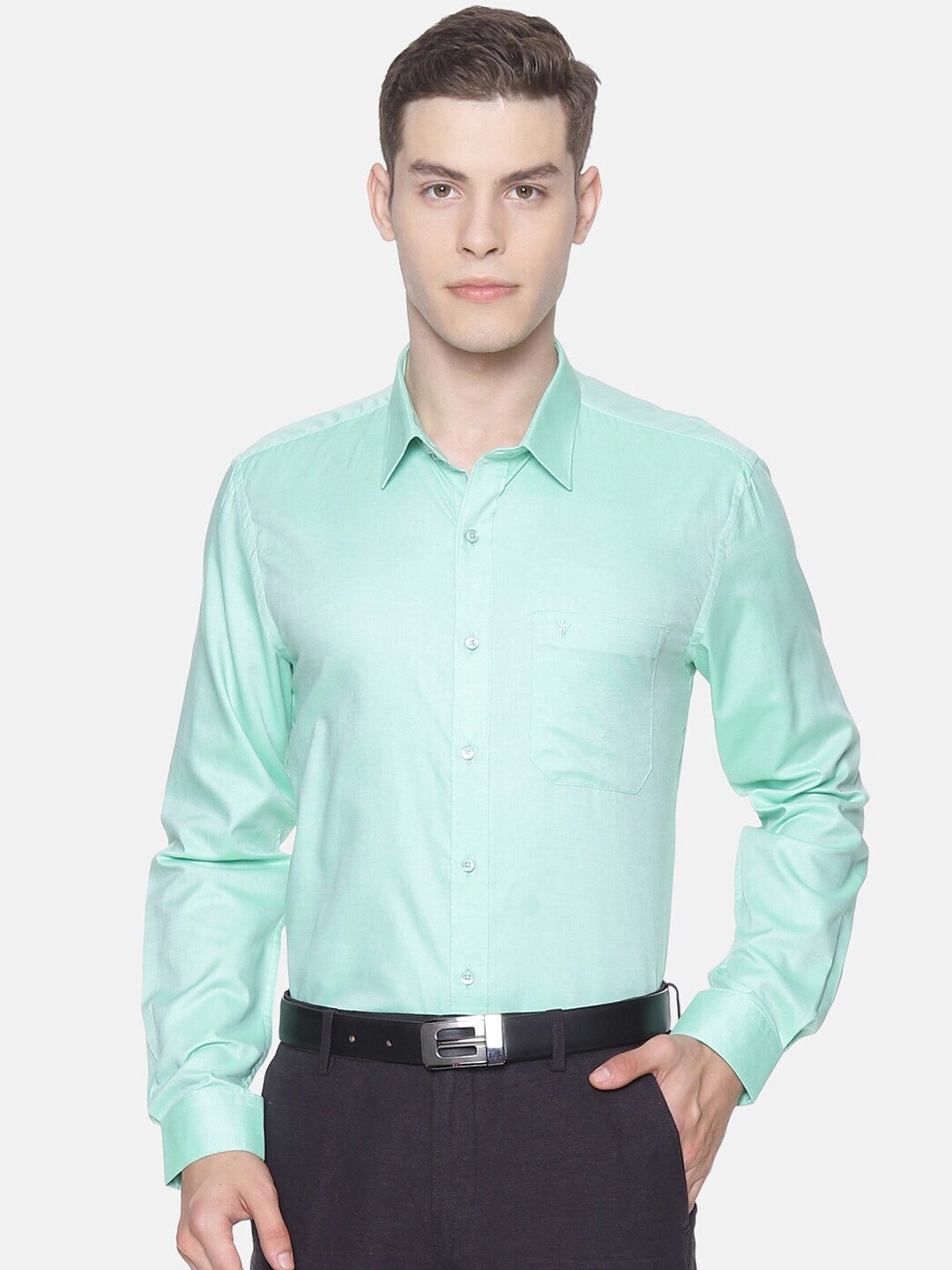 

Ramraj Original Pure Cotton Formal Shirt, Green