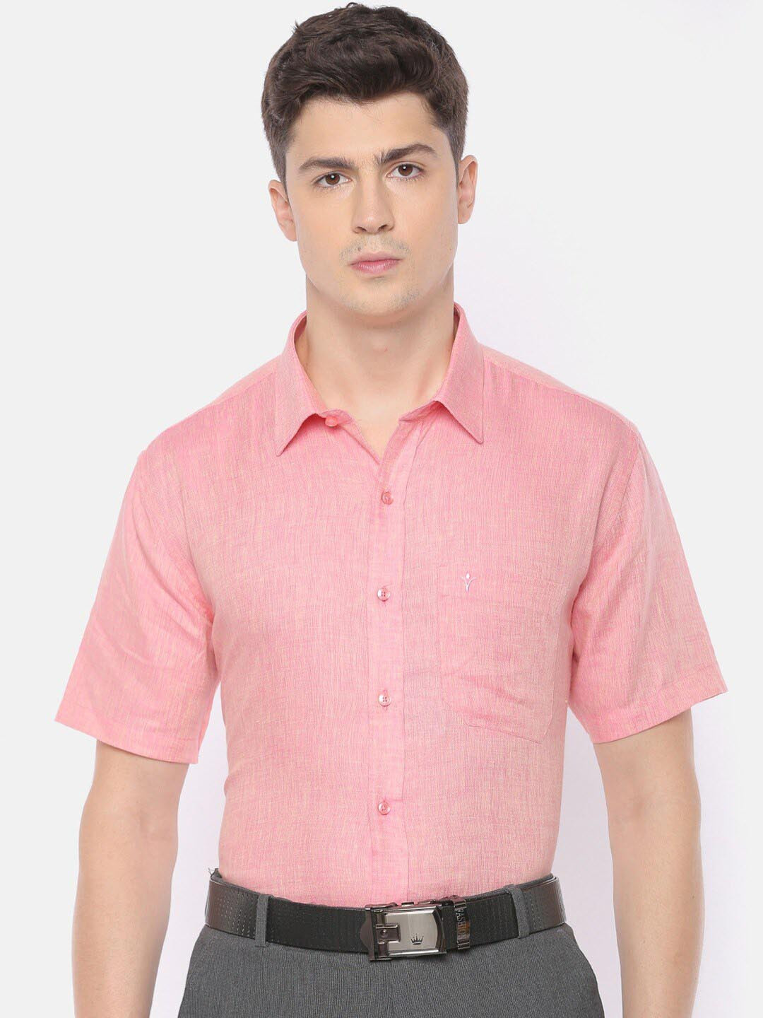 

Ramraj Original Formal Linen Shirt, Pink