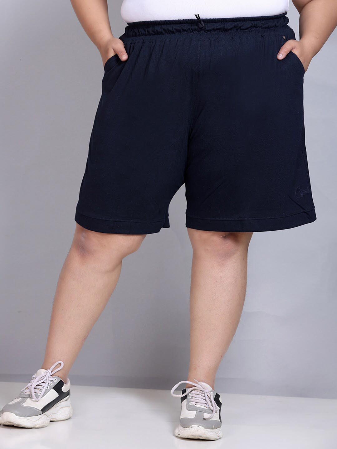 

CUPID Plus Size Women Cotton Lounge Shorts, Navy blue
