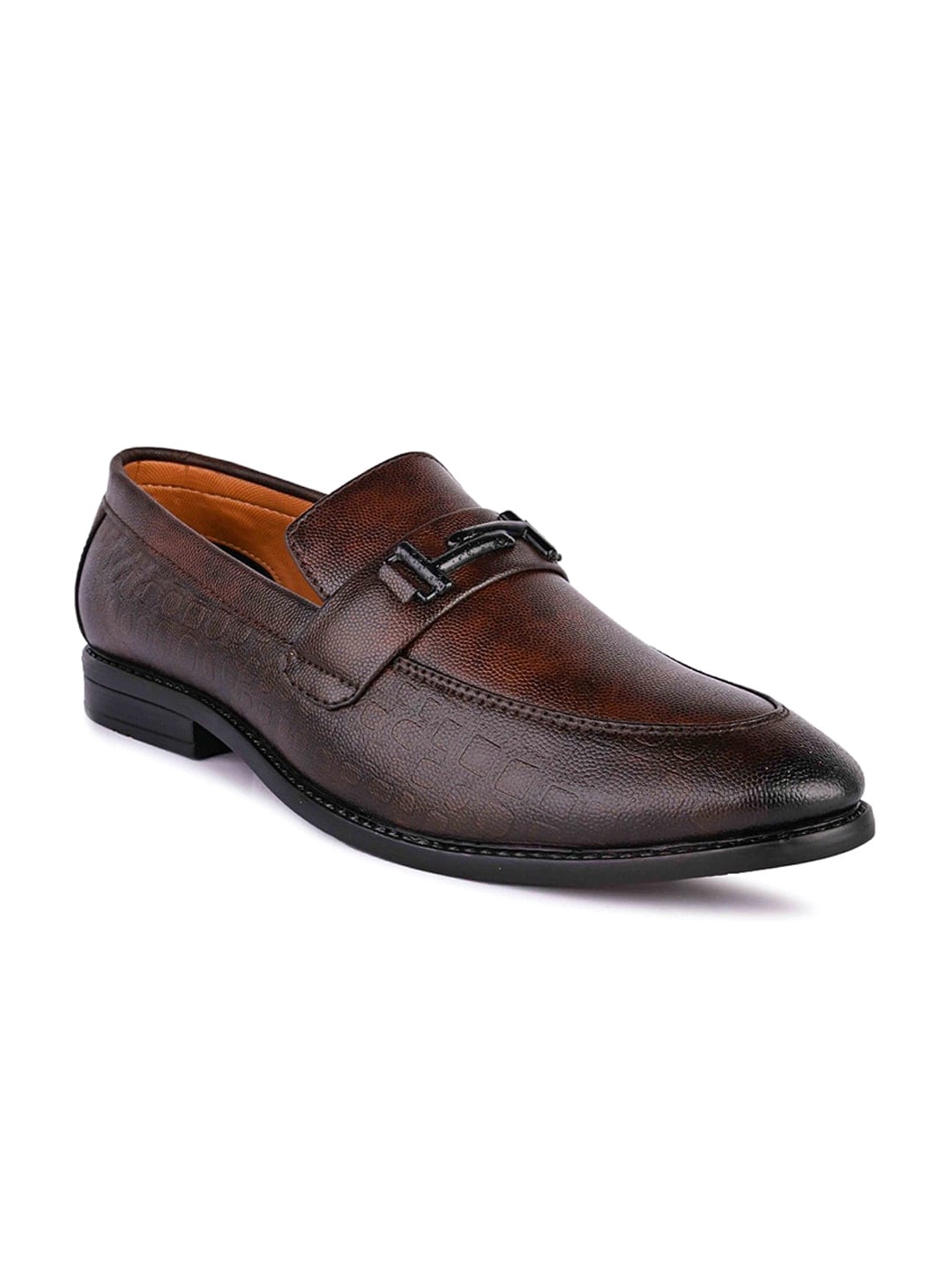 

Blammo Men Textured Horsebit Loafers, Brown