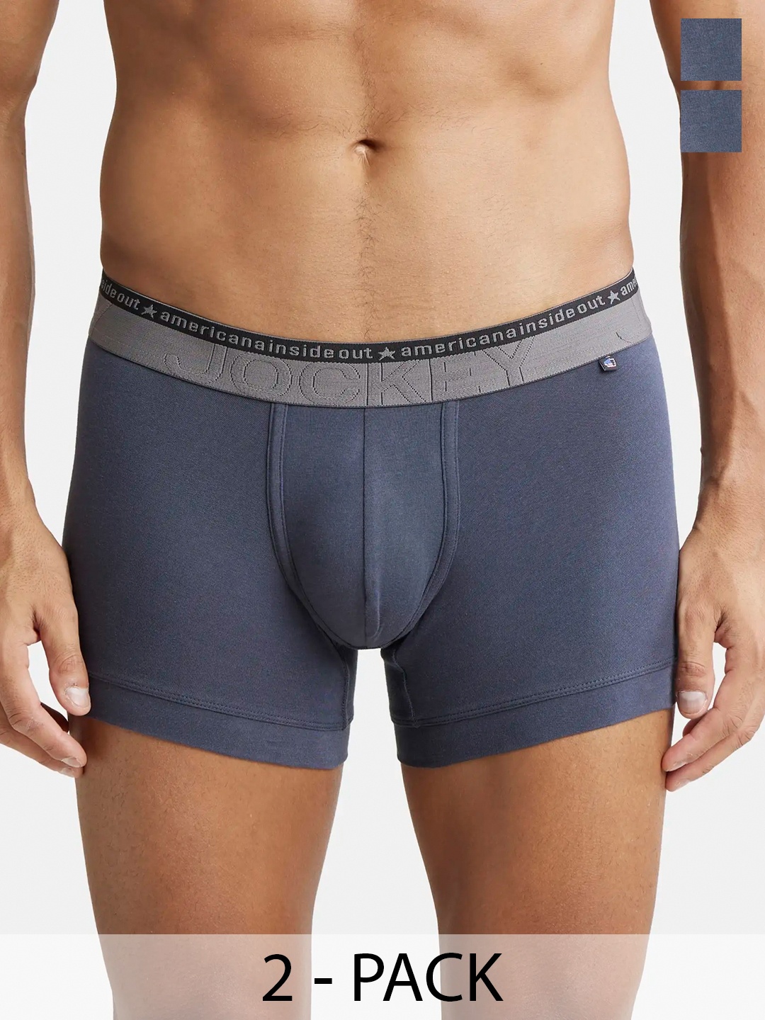 

Pack Of 2 Super Combed Cotton Stretch Solid Trunk with Ultrasoft Waistband-US60, Grey