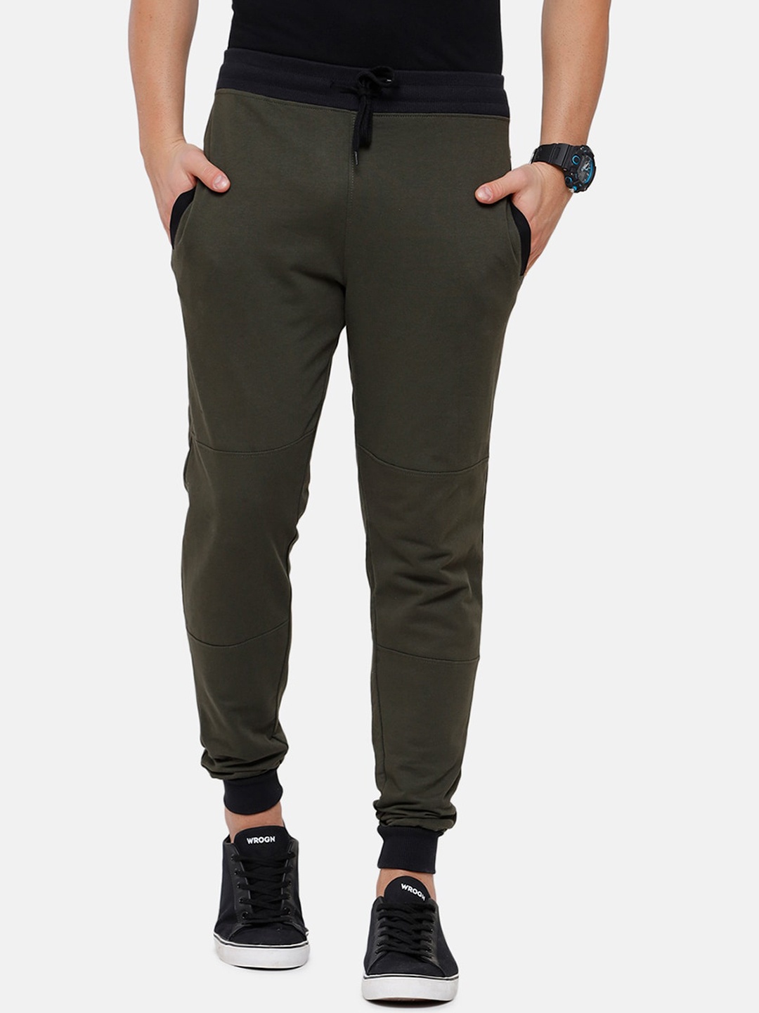 

MADSTO Men Slim-Fit Cotton Joggers, Olive