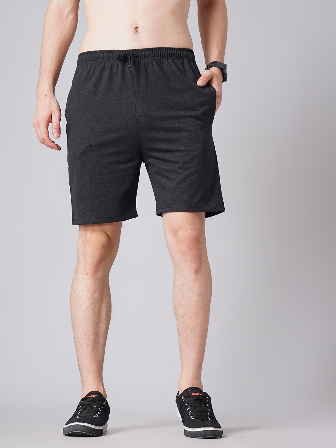 

MADSTO Plus Size Men Slim Fit Cotton Sports Shorts, Charcoal