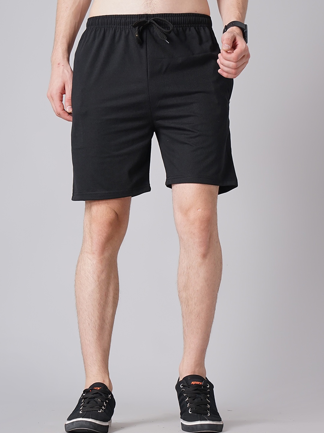 

MADSTO Plus Size Men Slim Fit Cotton Sports Shorts, Black