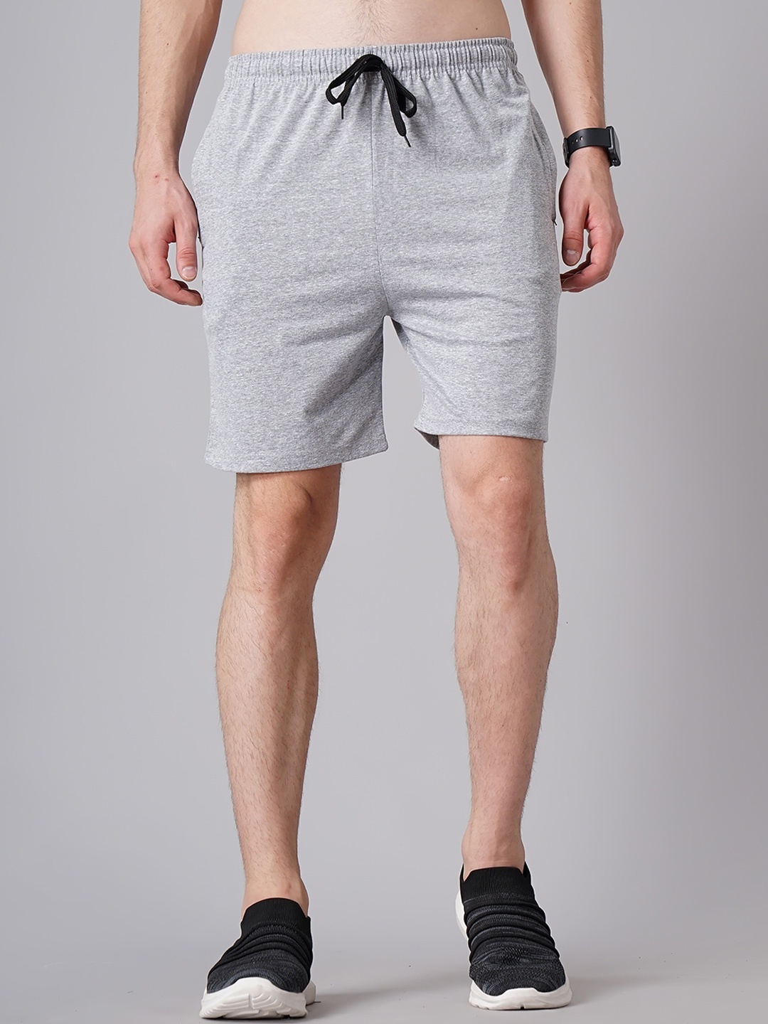 MADSTO Plus Size Men Slim Fit Cotton Sports Shorts, Grey