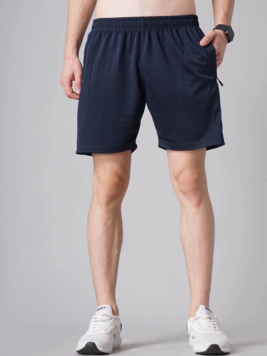 

MADSTO Plus Size Men Slim Fit Cotton Sports Shorts, Navy blue