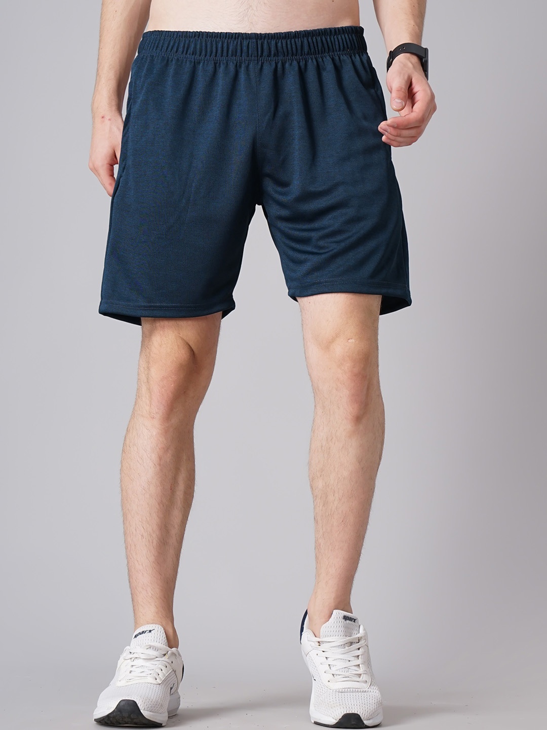 

MADSTO Plus Size Men Slim Fit Cotton Sports Shorts, Navy blue
