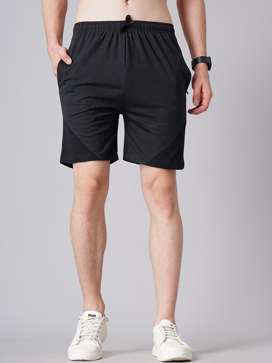 

MADSTO Plus Size Men Slim Fit Cotton Sports Shorts, Charcoal