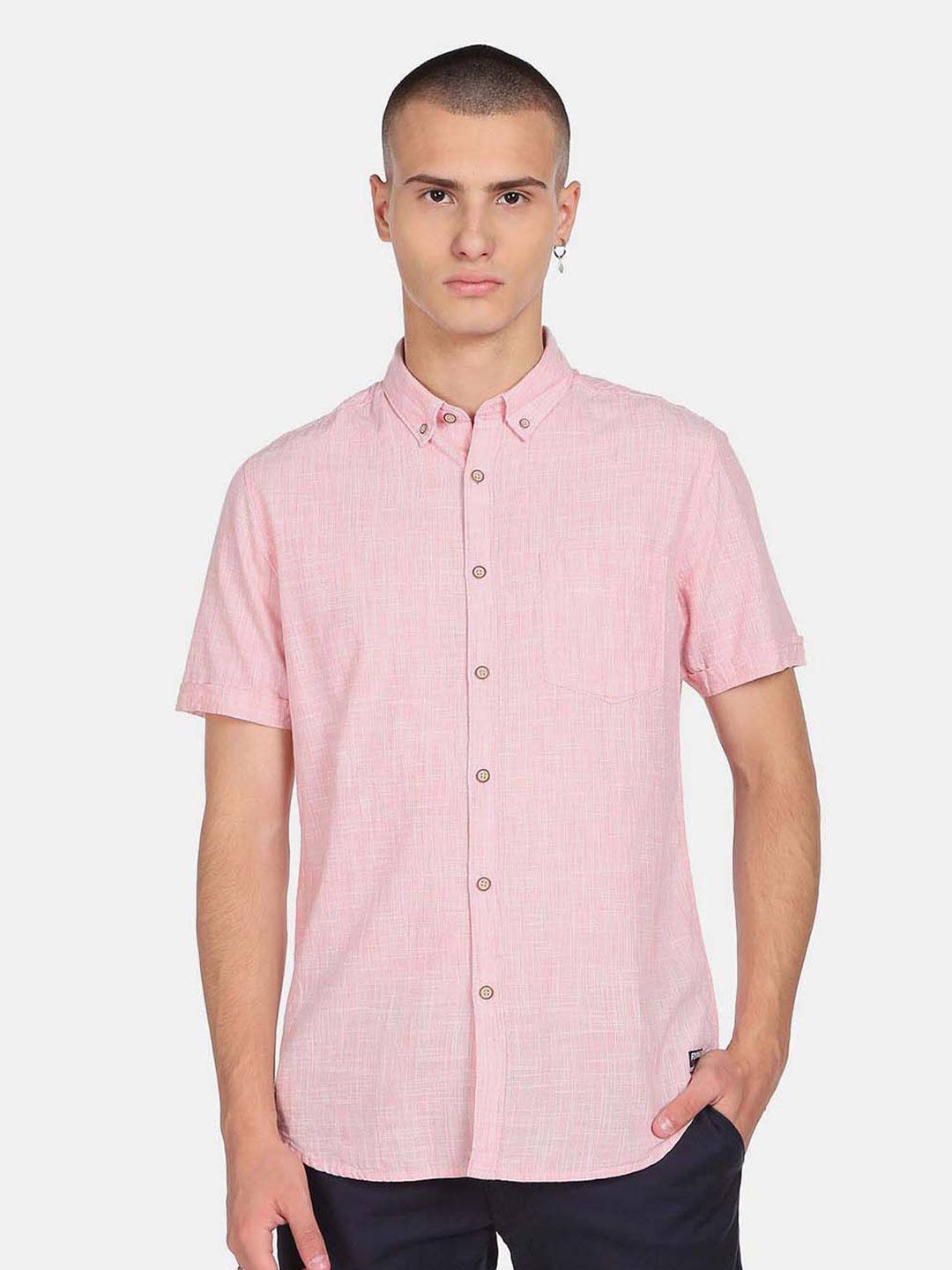 

Flying Machine Button Down Collar Casual Shirt, Pink