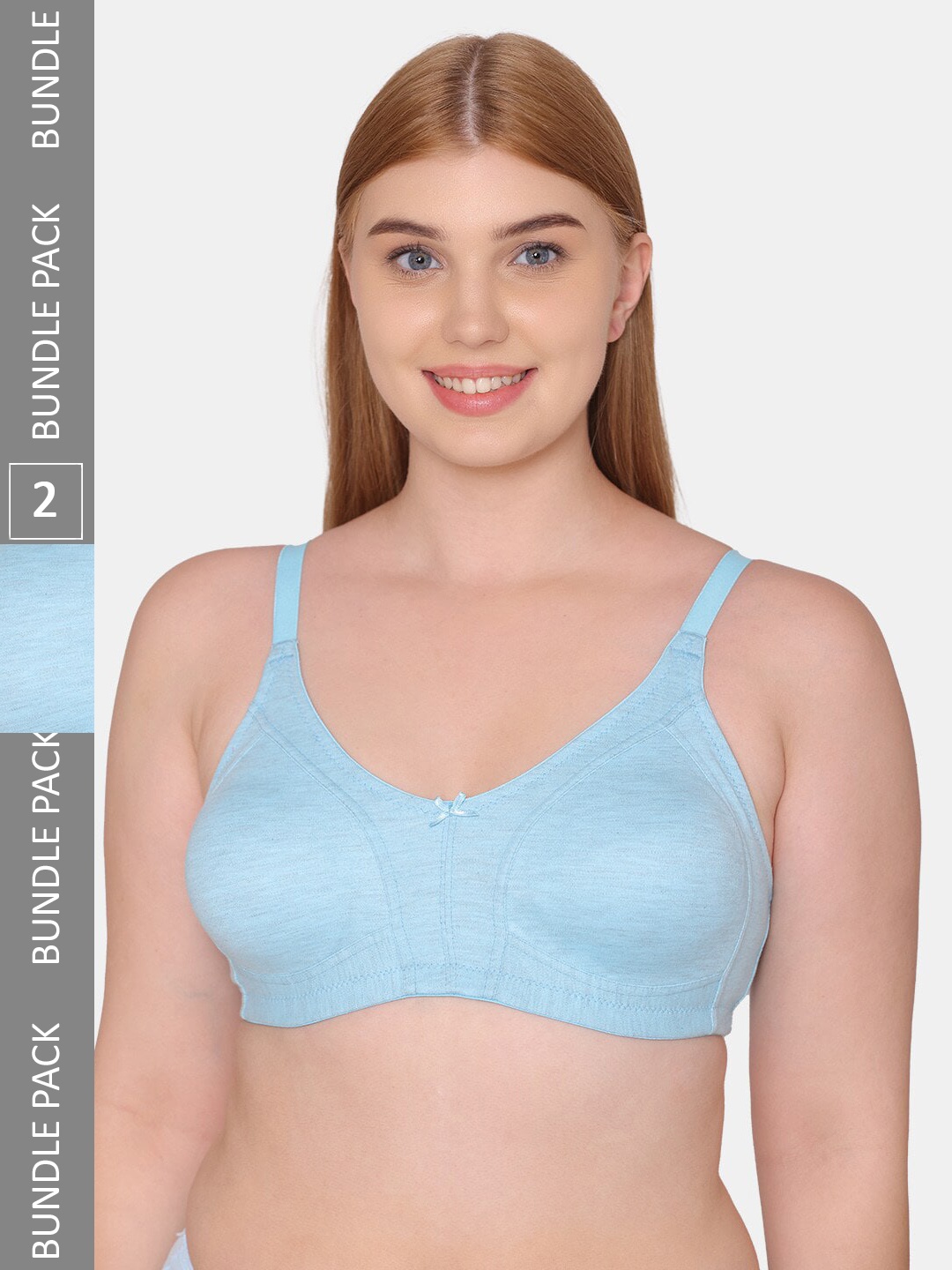 

Tweens Non-Padded Non Wired All Day Comfort Seamless Cotton Minimizer Bra, Blue