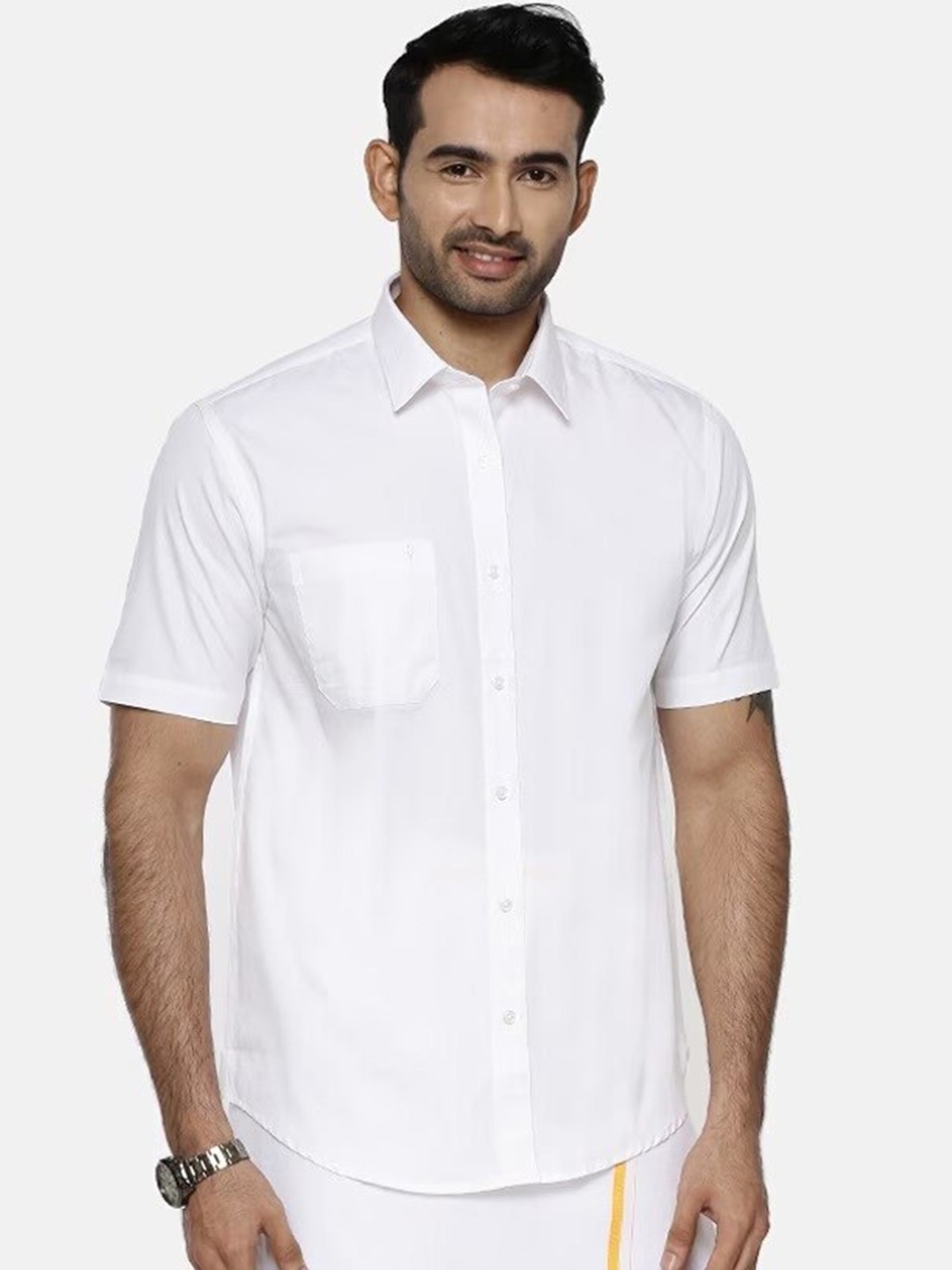 

Ramraj Spread Collar Cotton Casual Shirt, White