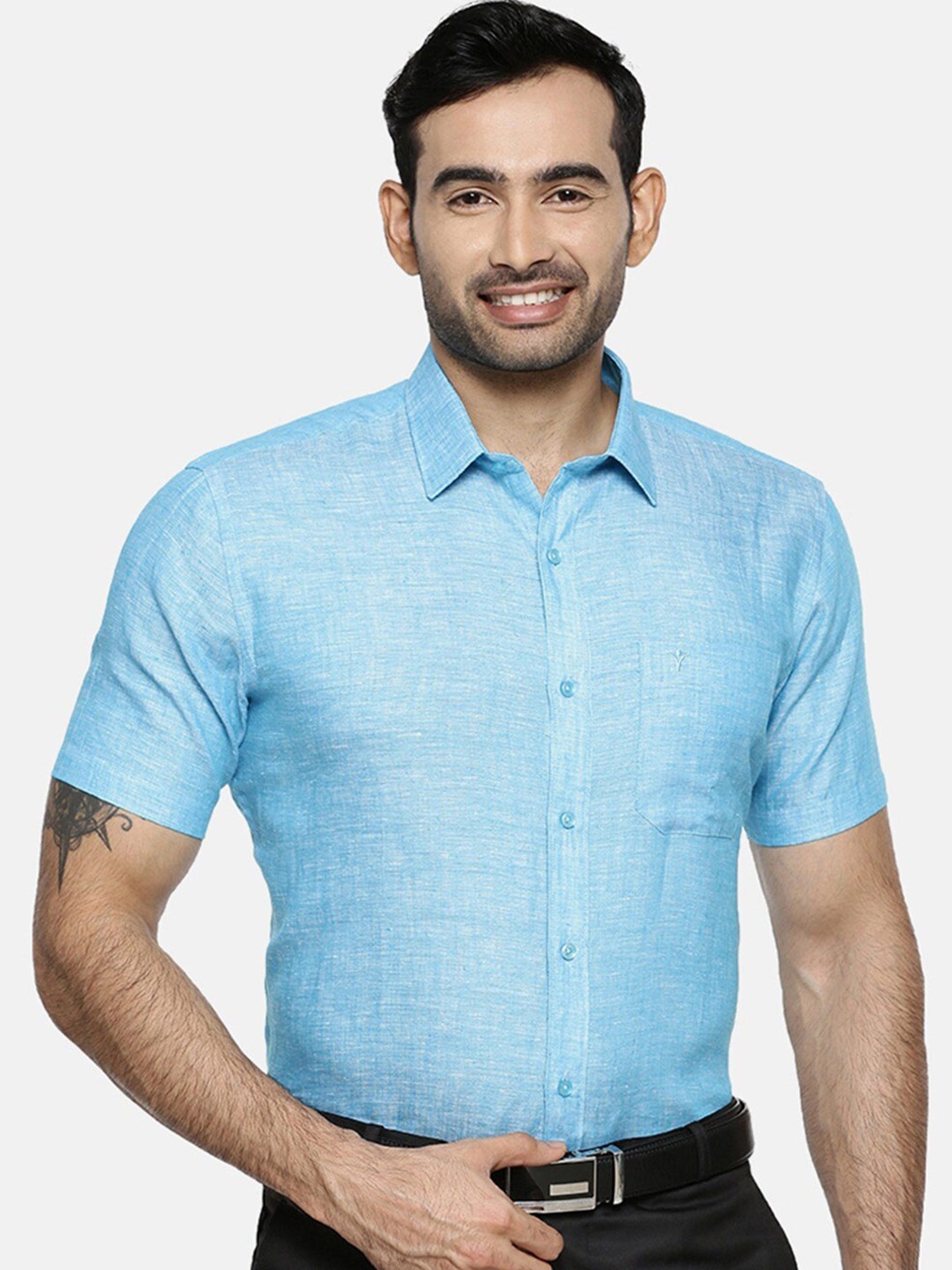 

Ramraj Original Formal Linen Shirt, Blue