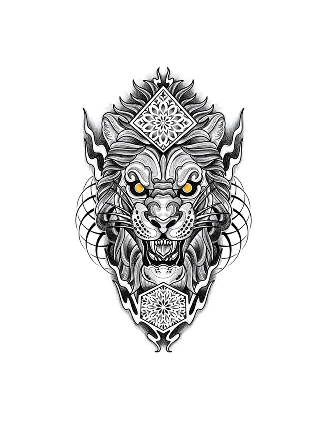 

S.A.V.I. Lion Design Water Proof & Long Lasting Temporary Tattoo Sticker - Black