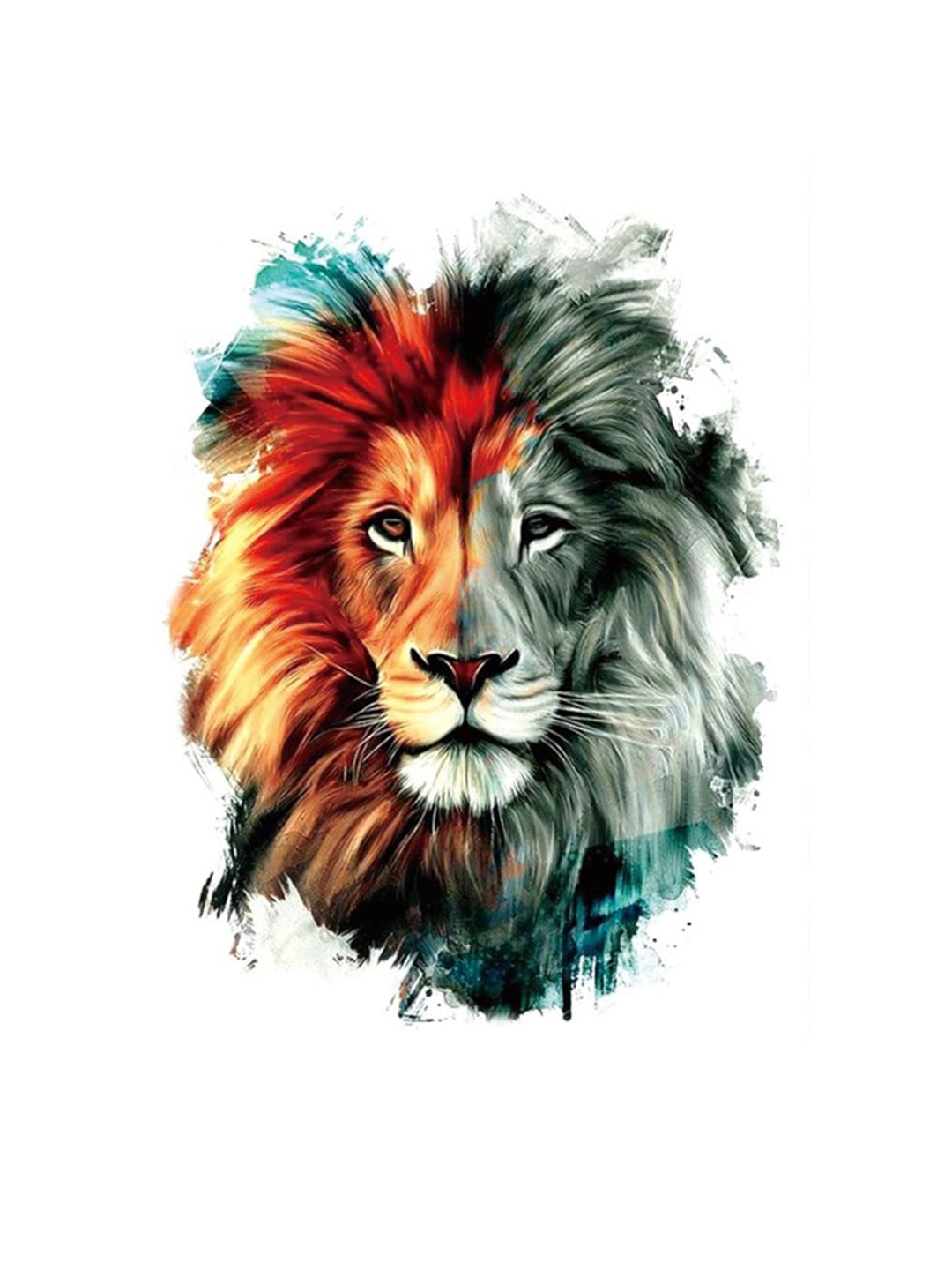 

S.A.V.I. Dual Color Lion Design Waterproof Temporary Tattoo Sticker - Black & Orange