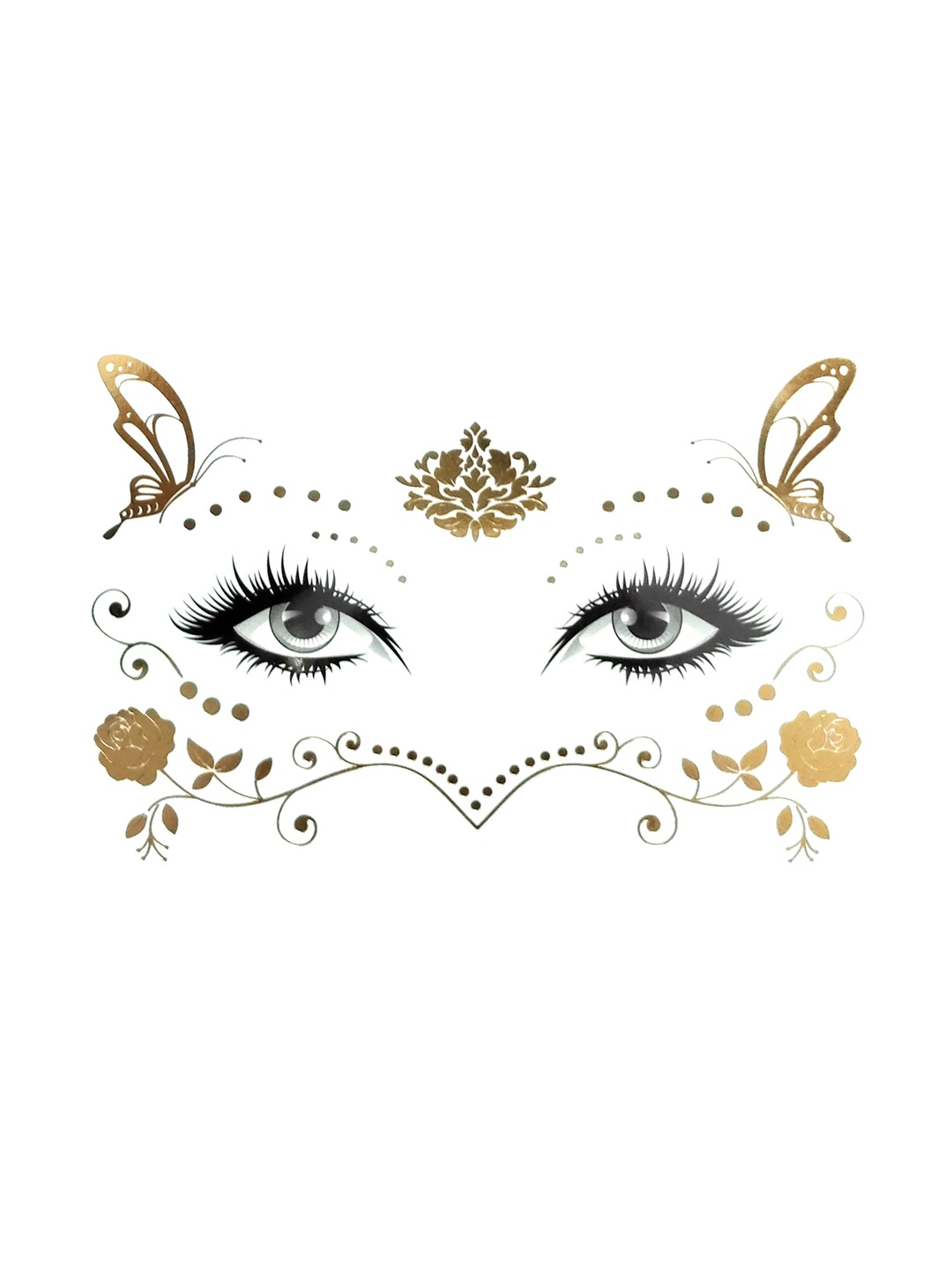 

S.A.V.I. Golden Face Designed Temporary Tattoo Sticker, Gold