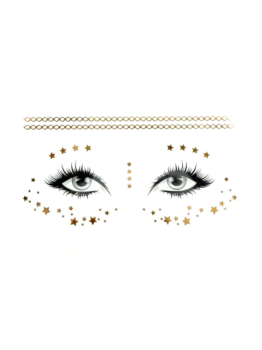 

S.A.V.I. Star & Chain Golden Face Temporary Tattoo Sticker, Gold