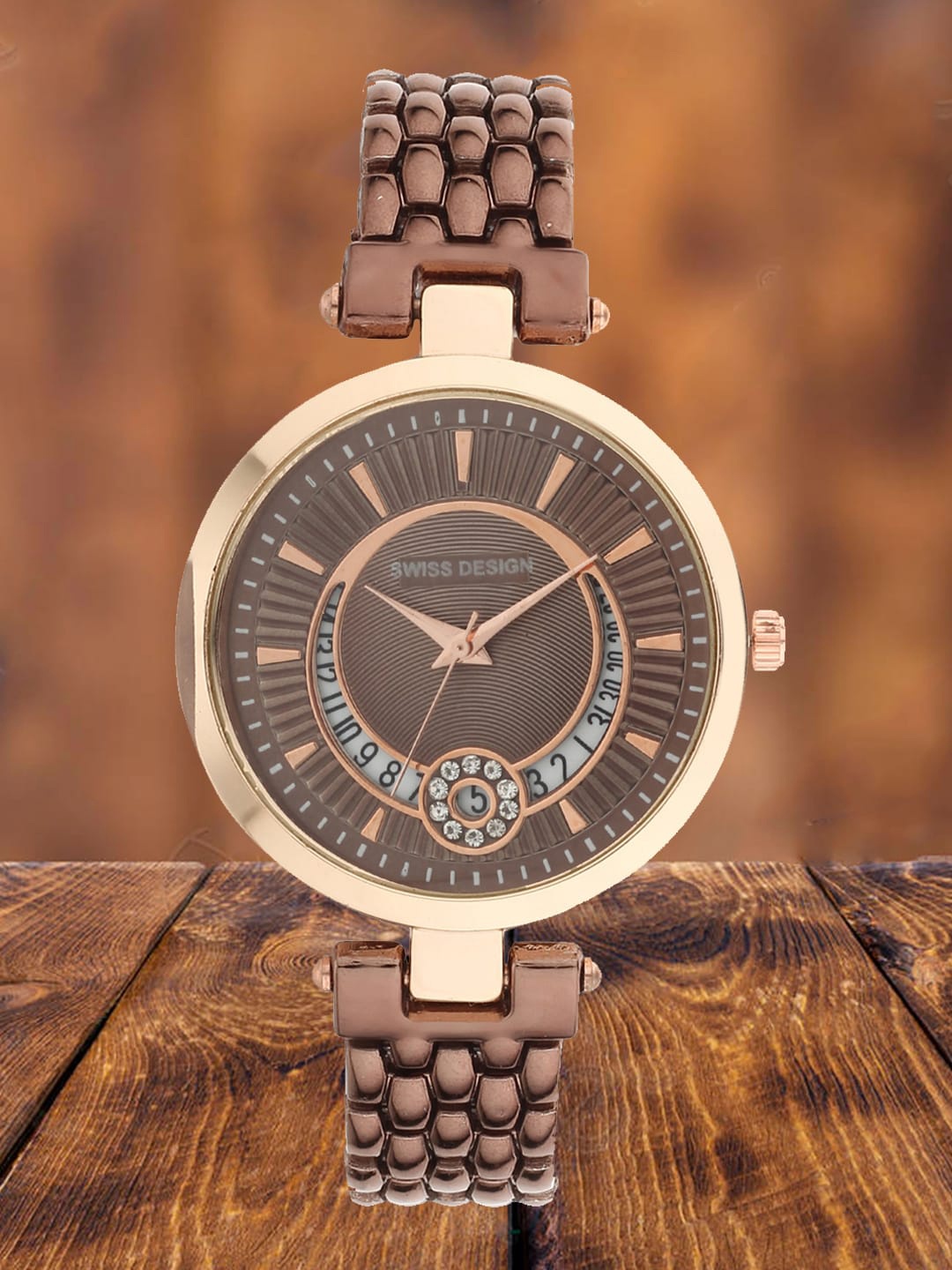 

Swiss Design Women Dial & Bracelet Style Straps Water Resistant Analogue Watch SDWatch-D1, Brown