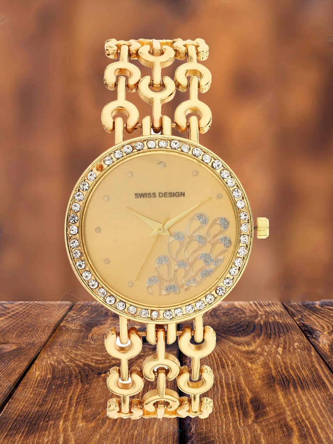 

Swiss Design Women Embellished Bracelet Style Straps Analogue Watch SDWatch-F7, Gold