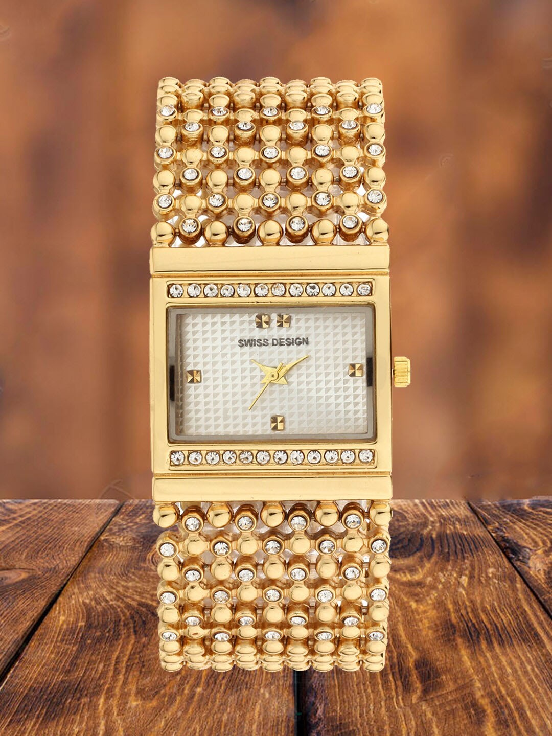 

Swiss Design Women Embellished Bracelet Style Straps Analogue Watch SDWatch-F2, White