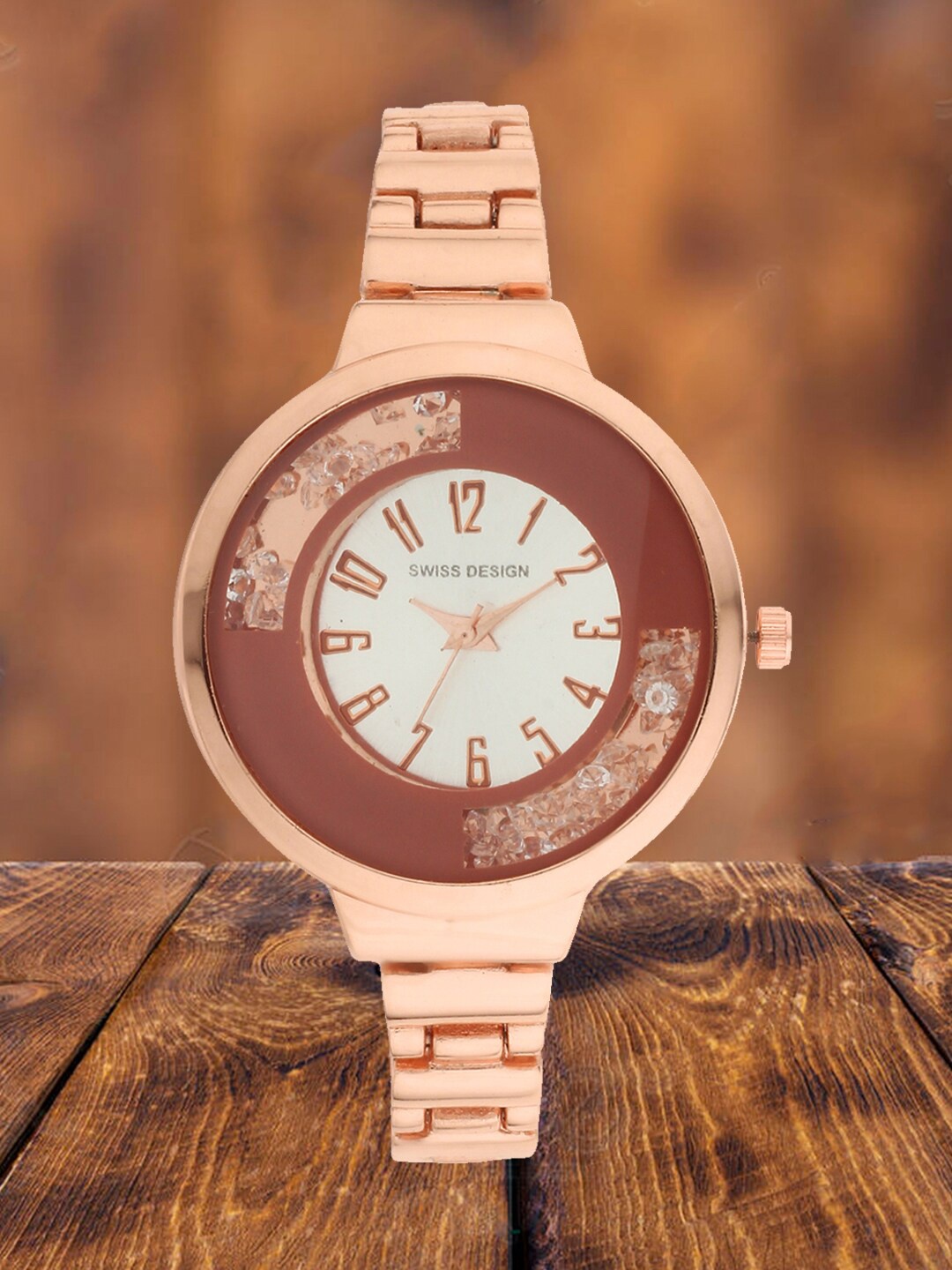

Swiss Design Women Embellished Bracelet Style Straps Analogue Watch SDWatch-G11, Brown
