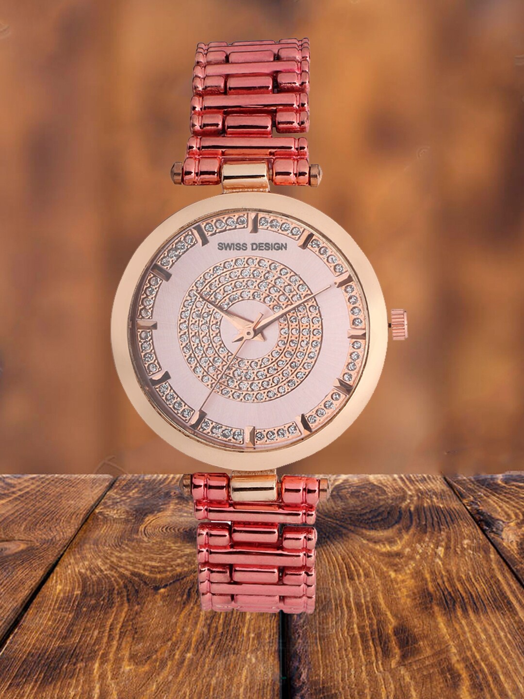 

Swiss Design Women Embellished Bracelet Style Straps Analogue Watch SDWatch-WH6, Pink