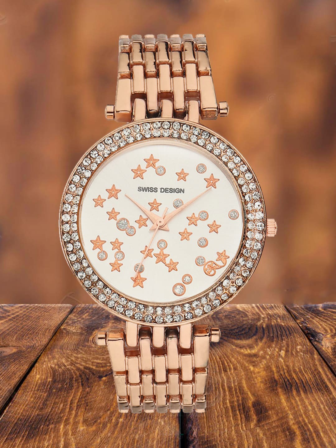 

Swiss Design Women Embellished Dial & Bracelet Style Straps Analogue Watch SDWatch-WC1, White