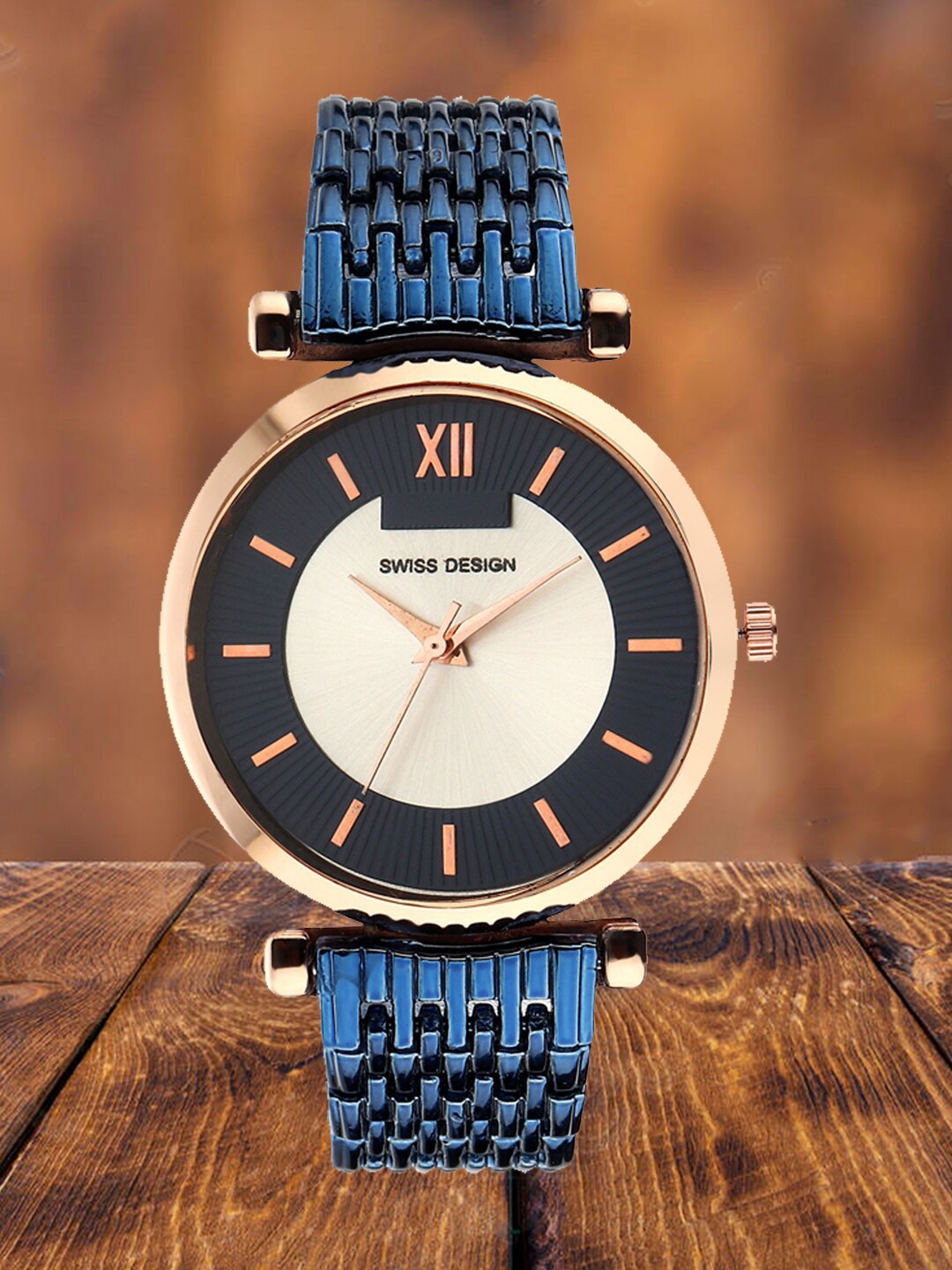 

Swiss Design Women Textured Bracelet Style Straps Analogue Watch SDWatch-WE1, Blue