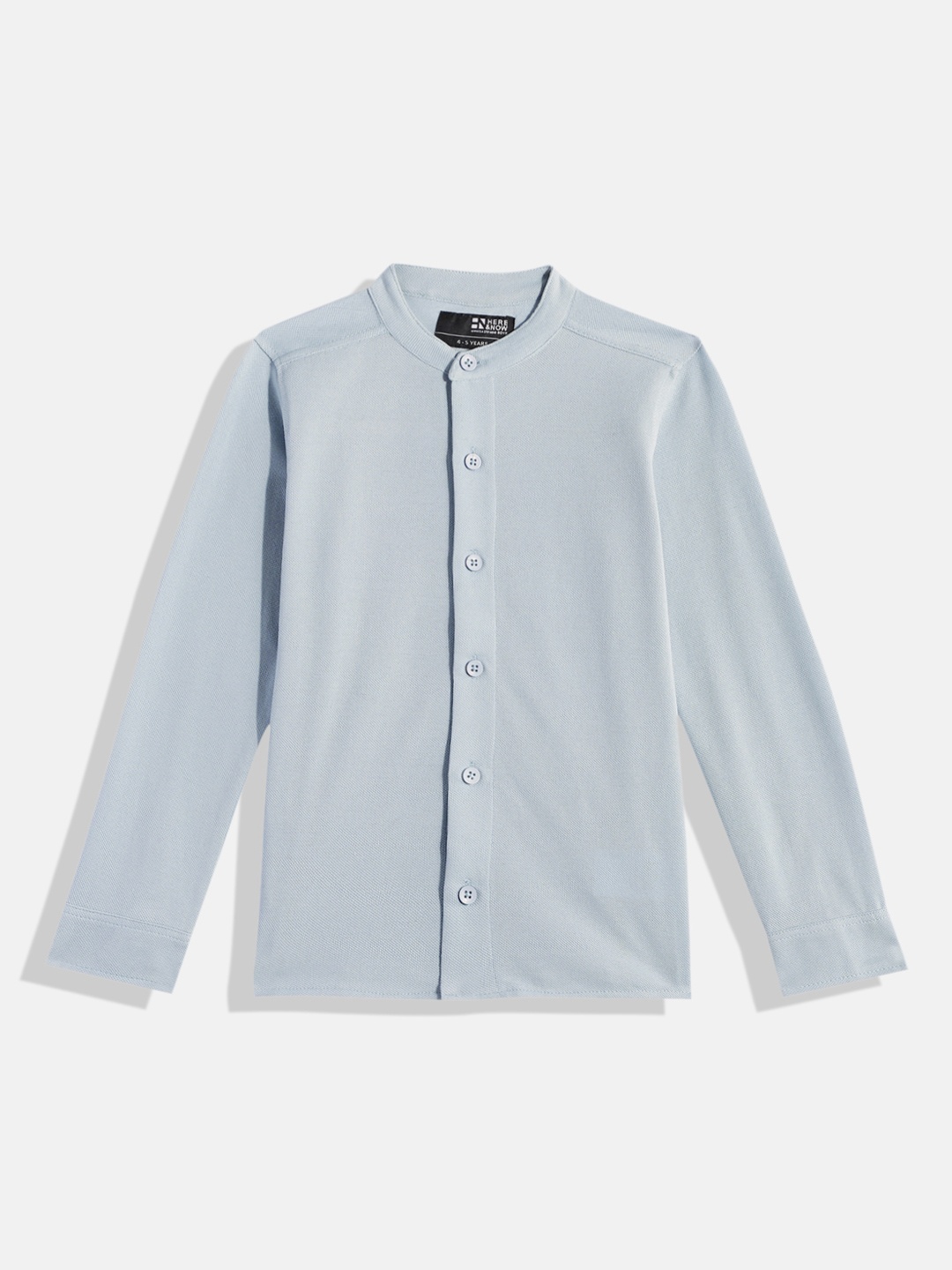 

HERE&NOW Boys Solid Mandarin Collar Casual Shirt, Blue