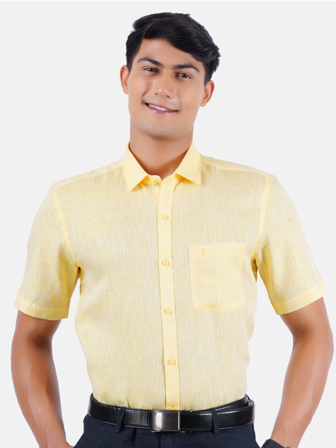 

Ramraj Original Regular Fit Linen Formal Shirt, Yellow