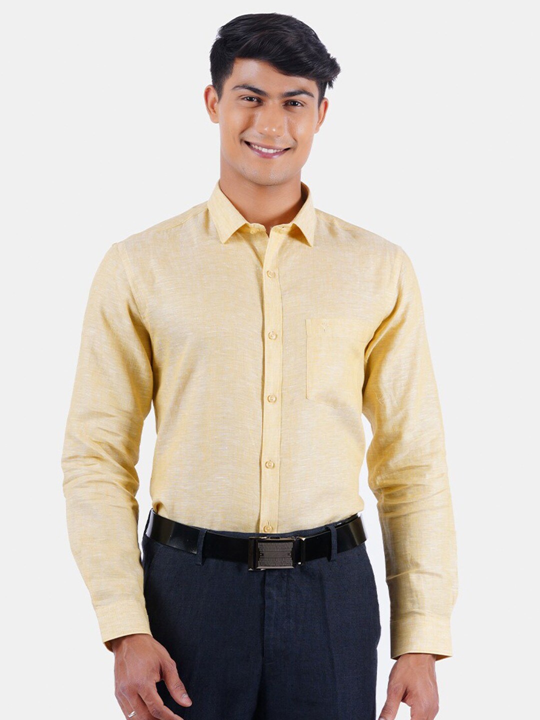 

Ramraj Original Pure Linen Formal Shirt, Orange