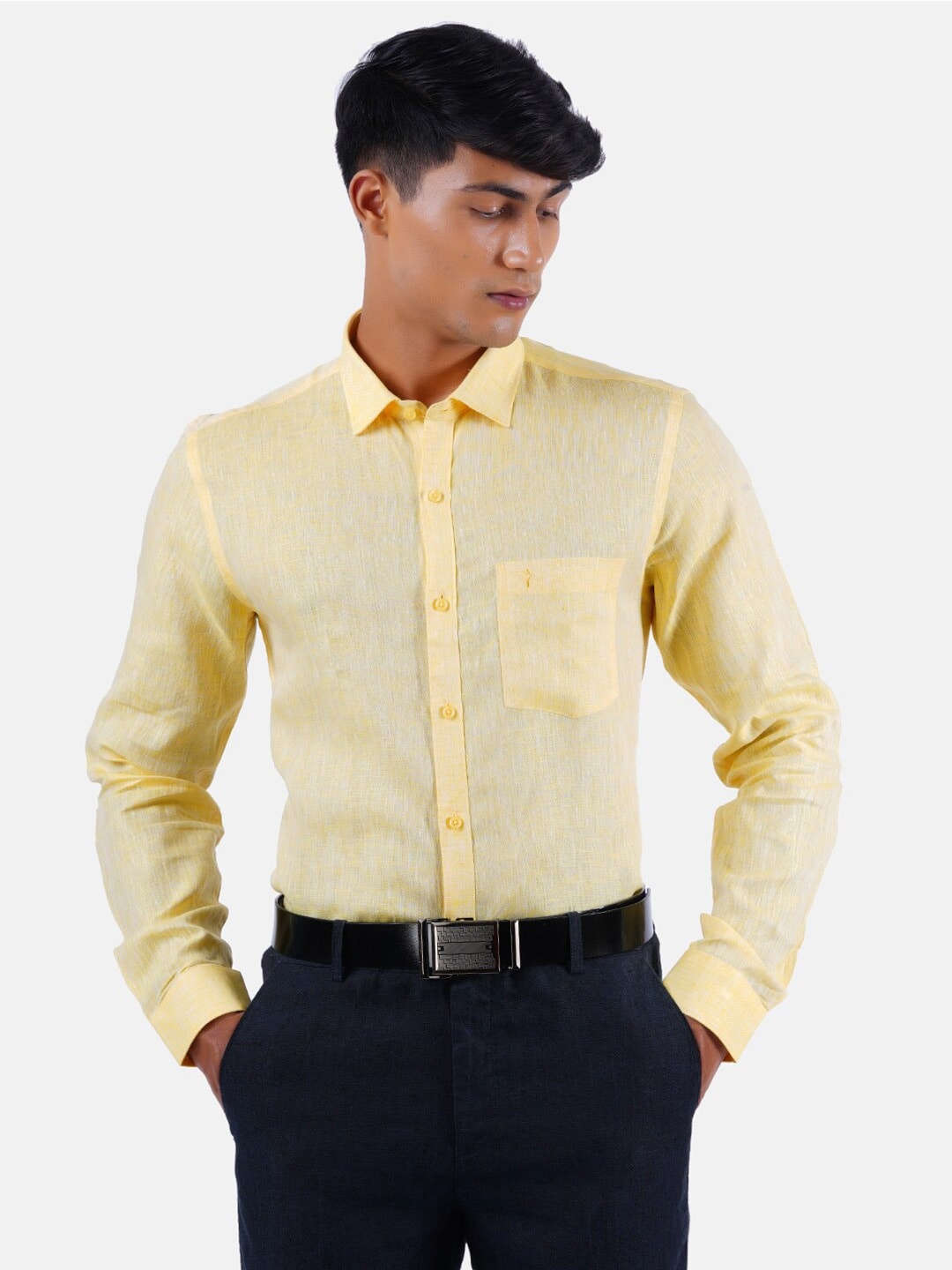 

Ramraj Original Pure Linen Formal Shirt, Yellow