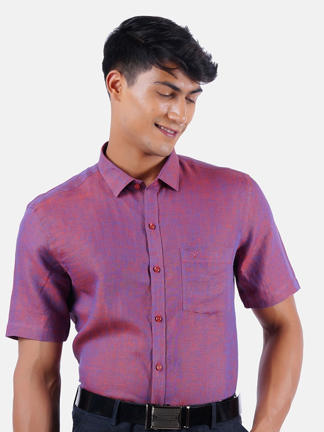 

Ramraj Original Regular Fit Linen Formal Shirt, Purple