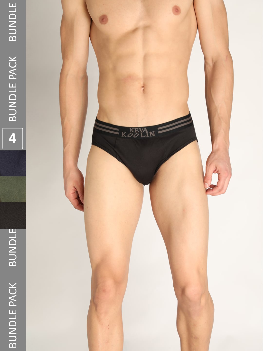 

NEVA Men Pack Of 4 Mid-Rise Anti Bacterial Basic Briefs, Black