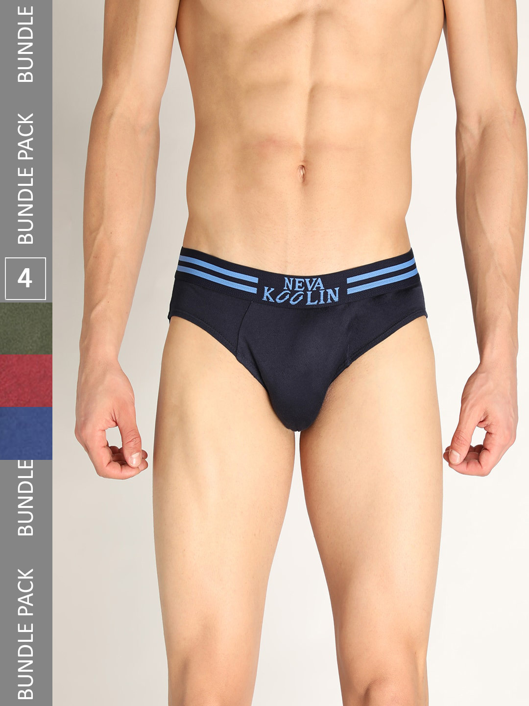 

NEVA Men Pack Of 4 Anti-Microbial Mid-Rise Basic Briefs, Navy blue
