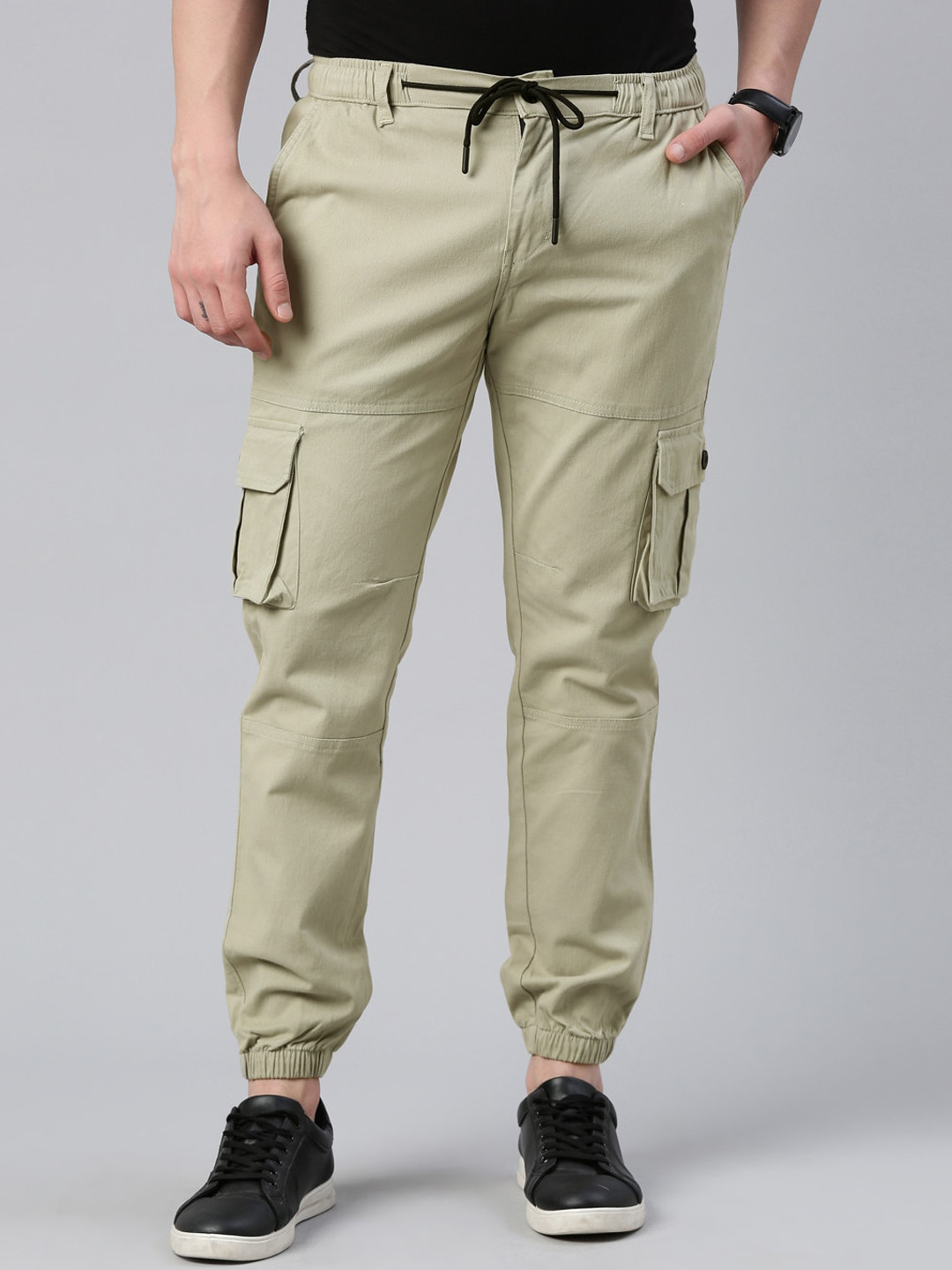 

CINOCCI Men Smart Slim Fit Cotton Joggers, Green